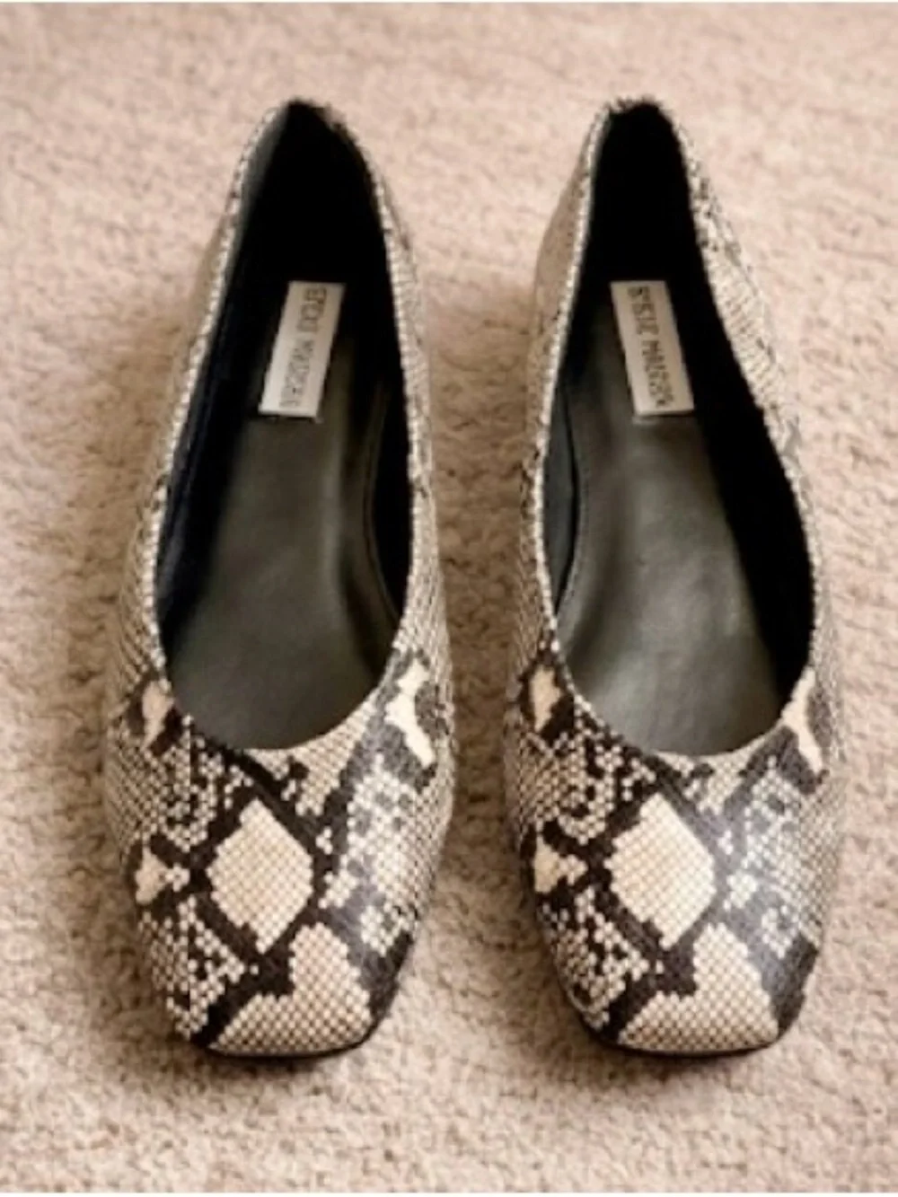Steve Madden Liana Snakeskin Print Square Toe Ballet Flats Size 6M
